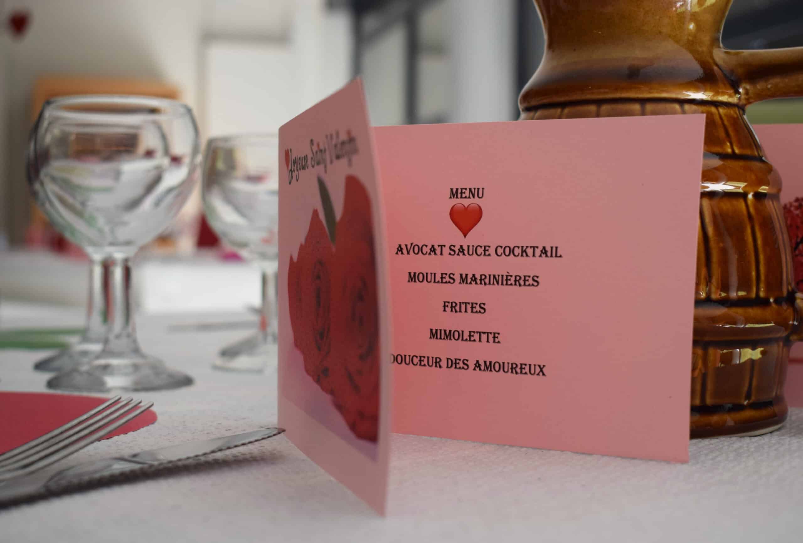 Menu de la saint-valentin 2025 pour les résidents des EHPAD